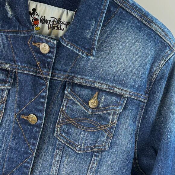Disney World Denim Jacket Womens Large 50th Anniv Rhinestone Mickey Mouse Back - Picture 6 of 16